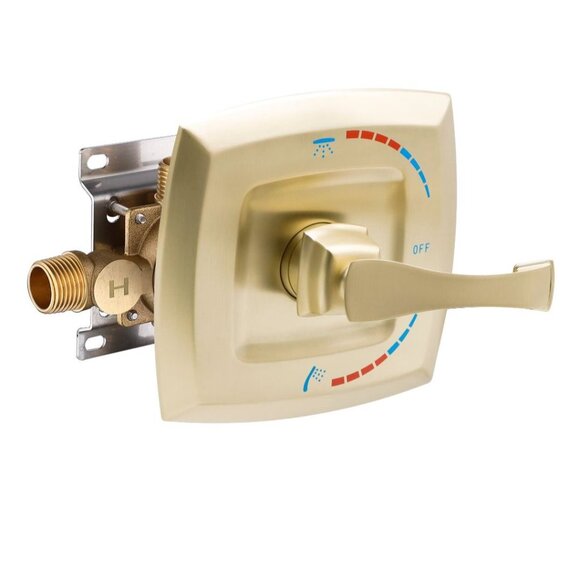 Square Brass Shower Handle Valve Trim Kit 2-Way Control Volume & Temperature Wal - Picture 1 of 8